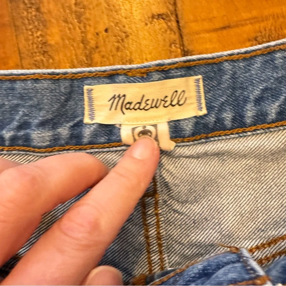 MADEWELL High-Rise Long Denim Shorts in‎ Brightwater Wash
